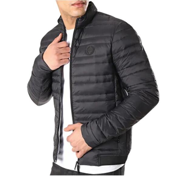 ARMANI EXCHANGE Down Puffer Bomber Jacket Men S Black Everyday Travel Stylish - Picture 2 of 15